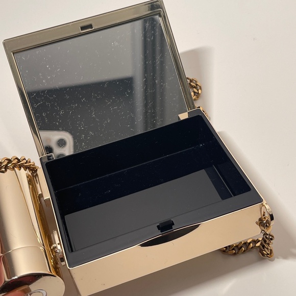 DIOR ROUGE Gold Minaudiere Pouch Clutch Handbag LIMITED EDITION 2021 Christmas - Picture 12 of 16